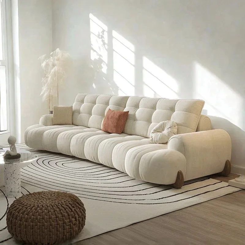 

For Strawberry Armchair - Stylish Nordic Recliner Sofa with Individual Puffs - Modern White Designer Furniture for Office and Ho