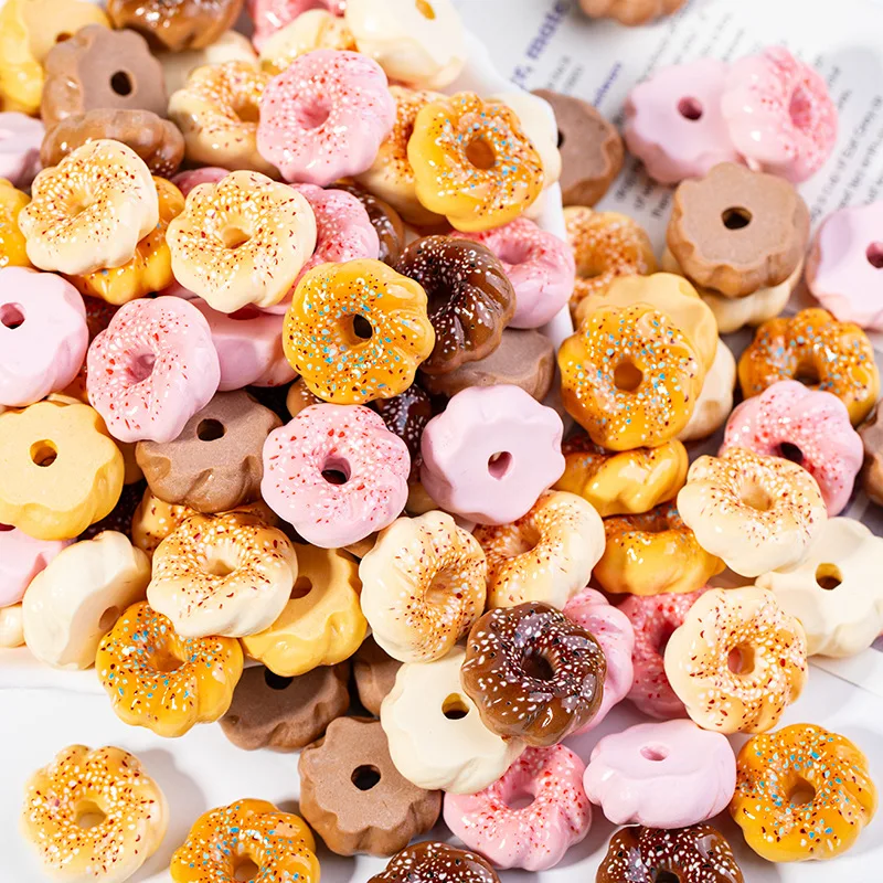 4 قطعة كعكة دونت صغيرة الحلوى نموذج دمية دونات الغذاء اللعب المنمنمات الراتنج Diy بها بنفسك محاكاة إكسسوارات دمي الديكور الحرف