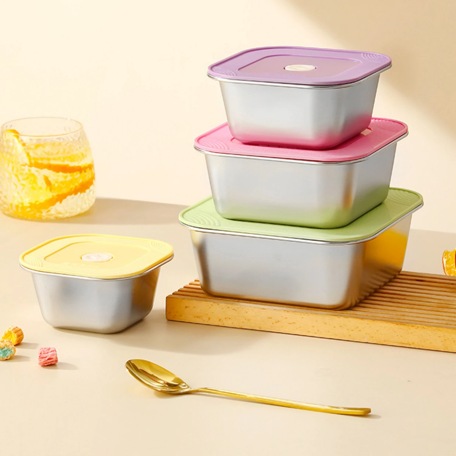 Double-Wall Stainless Steel Lunch Box Microwavable Portable for Kids Students Office Workers Custom Storage Yogurt Ice Cream Cup