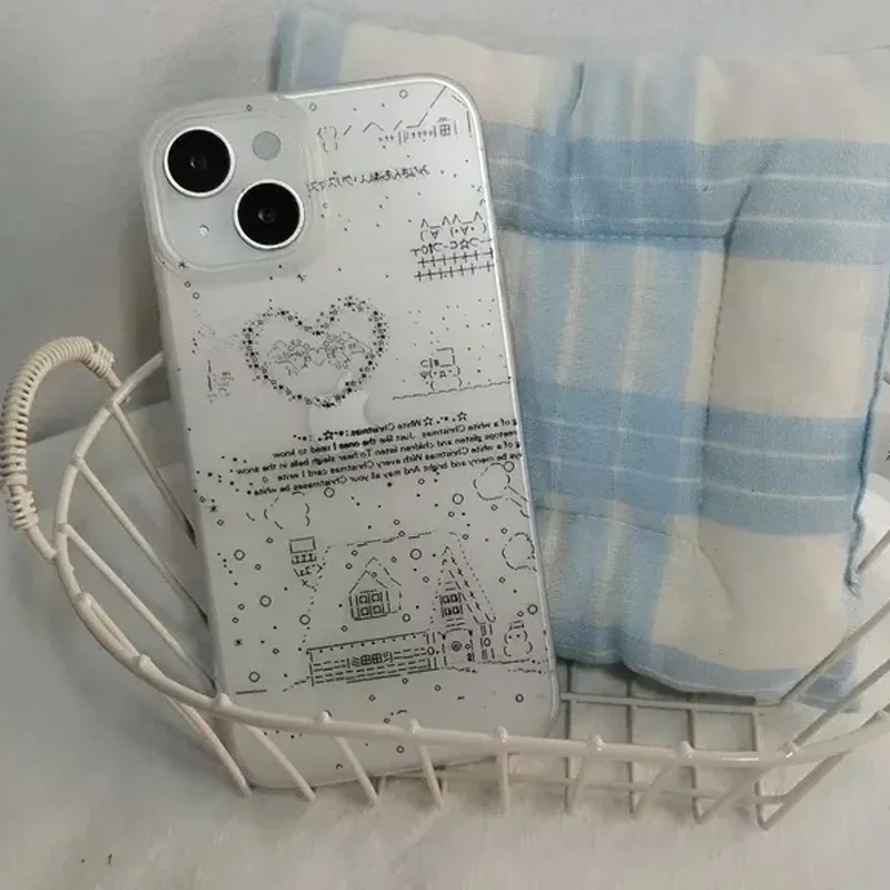 Simple Line Pattern English Phone Case For iPhone 17 16 15 14 13 12 11 Pro MAX 16E MINI XR XS MAX 7 8 Plus Y2K Matte Soft Cover