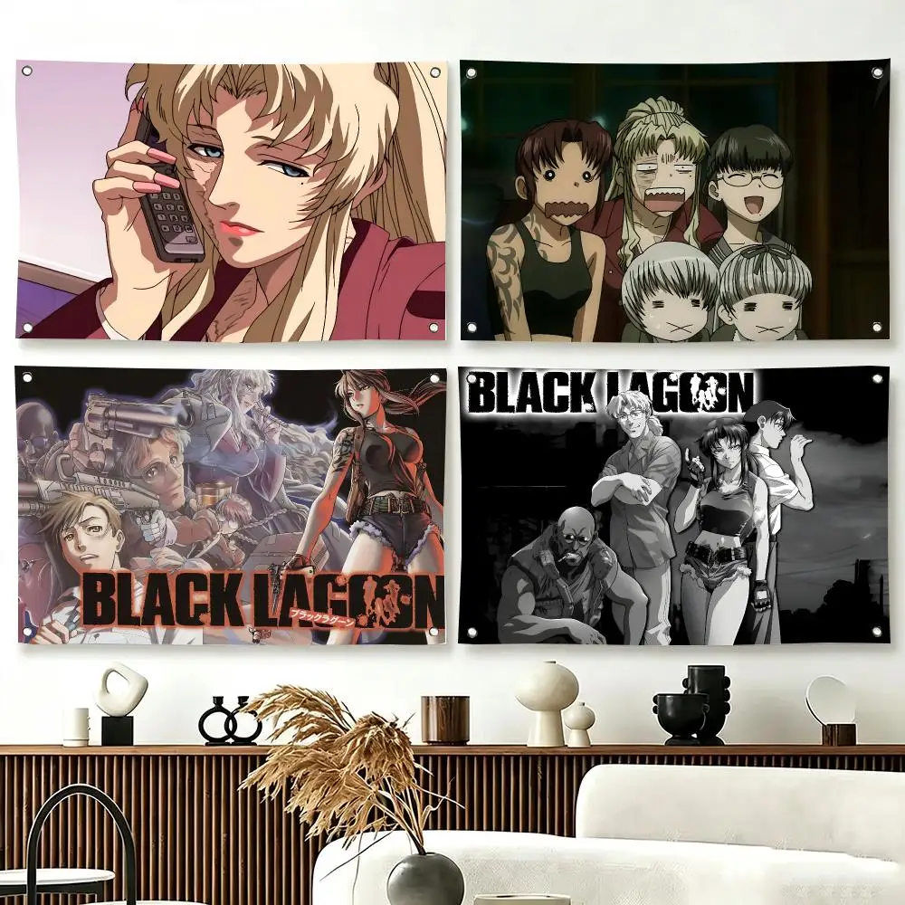 Japanese Anime Black Lagoon Flags  For Living Room Home Dorm Decor Wall Outdoor Camping Party Banner Gifts