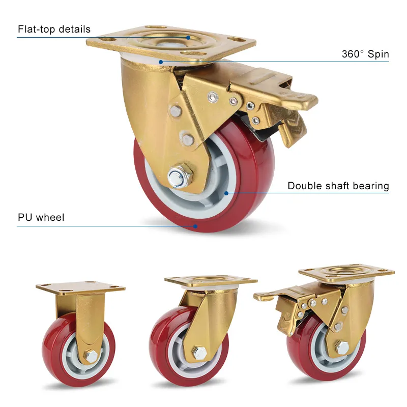 China Factory 4/5/6/8 Inch 200/250/300/350kg Forklift Parts Super Heavy Duty Iron PU Castor Wheel