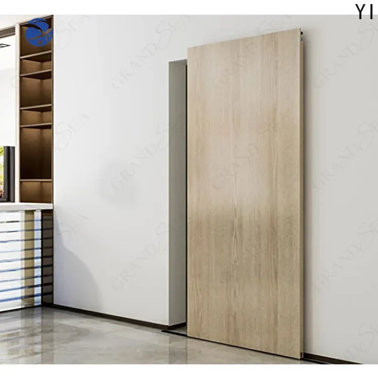 YYHC Modern Wood Sliding Wood Without Frame Design Hidden Track Interior Bedroom Sliding Door System Barn