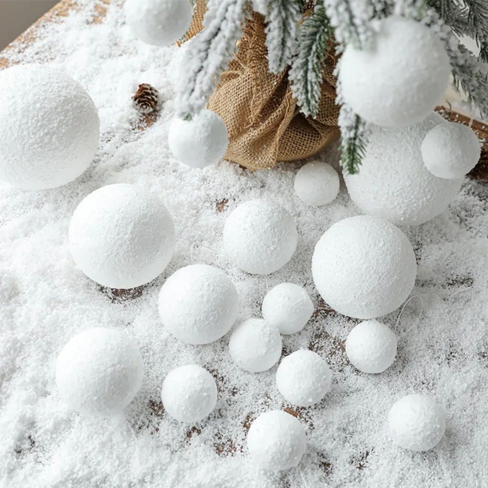 Christmas Snowballs White Foam Christmas Balls Ornaments for Xmas Tree Hanging Pendant Ball New Year Party Home Decoration Suppl