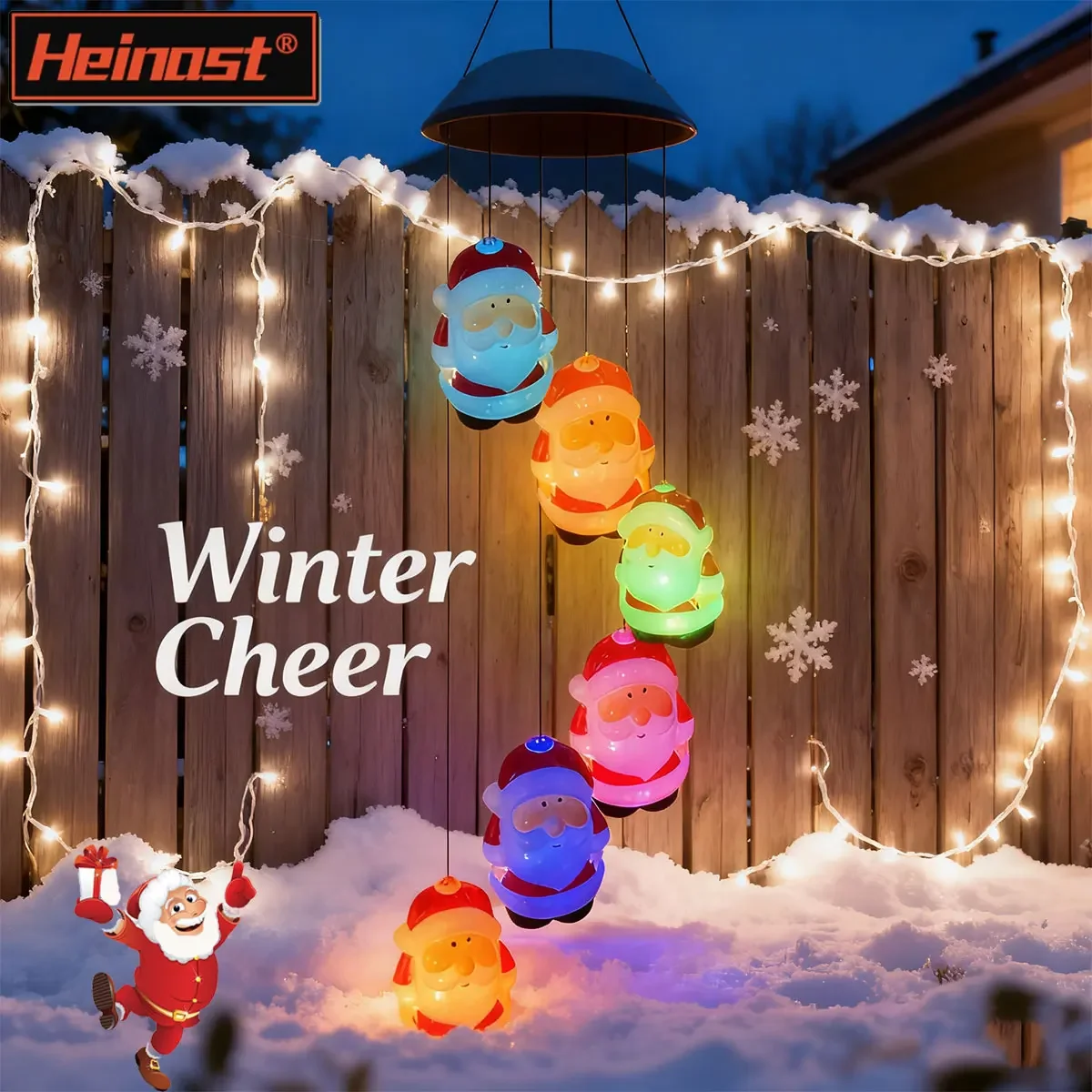 الملونة سانتا كلوز الكرة ضوء الشمس مصابيح تعليق للزينة 2025 عيد الميلاد السنة الجديدة الديكور غرفة نوم فناء الرياح الرنين مصابيح #1