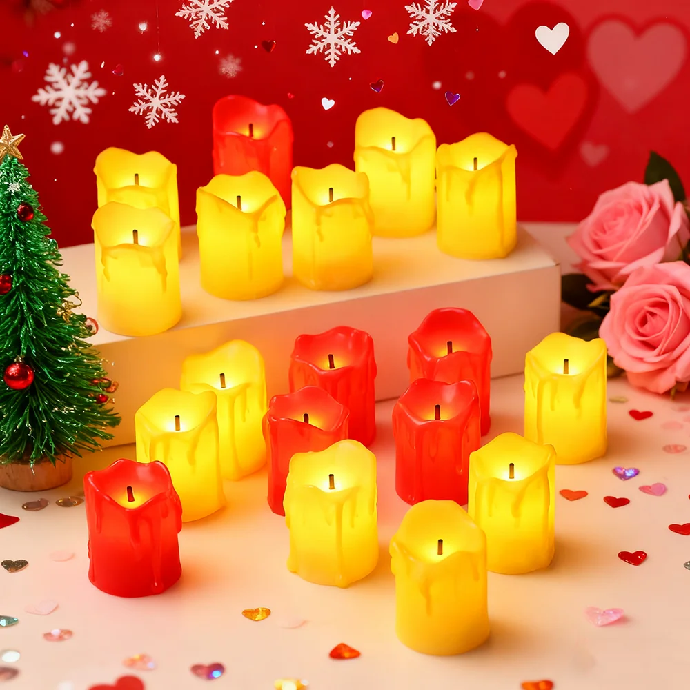 4/6/12pcs Simulation Teardrop Tea Wax Lamp, Christmas Festival Wreath Wedding Birthday Party Desktop Window Window Decoration