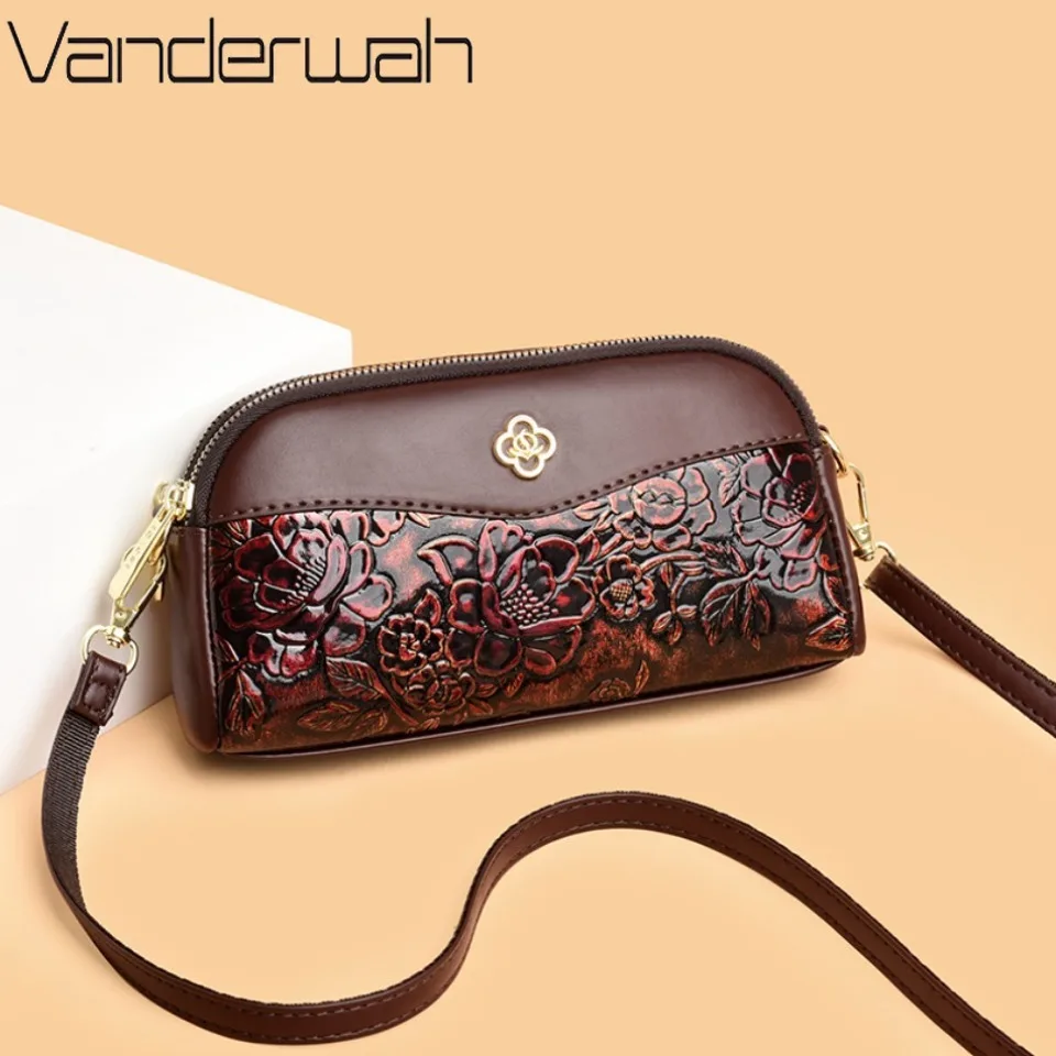 

Vintage Floral Women's Small Shoulder Messenger Bags Purse High Quality PU Leather Ladies Crossbody Bag Luxury Designer Handbags