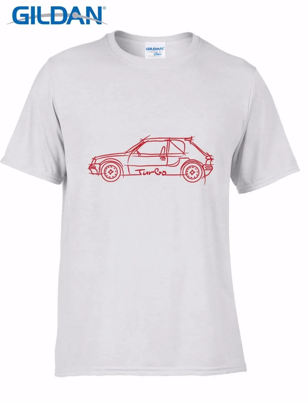 New Fashion Mens Tops Cool O Neck T-Shirt Car 205 Turbo Gti T16 Group B Rally Unique Sketch Style Mens Tee Shirt Fashion Funny