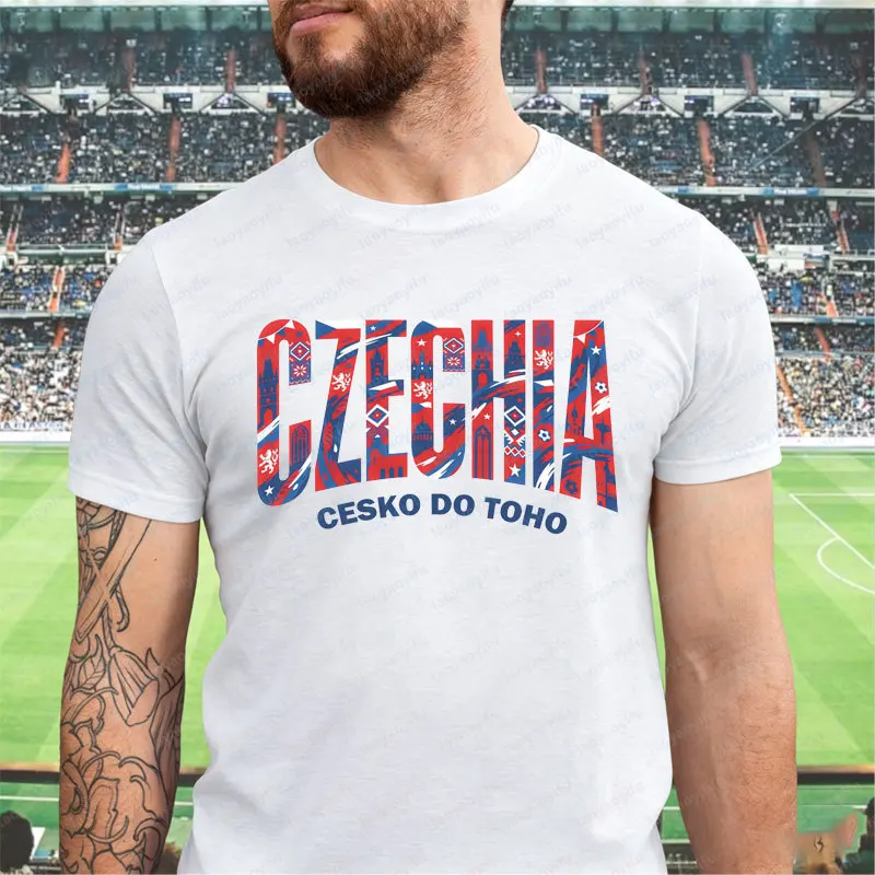 Czechia Soccer Fan 2026 Mens T-Shirt Czechia Flag Football Graphic Tee Football Game Day Apparel Cotton Tops National Pride Gift