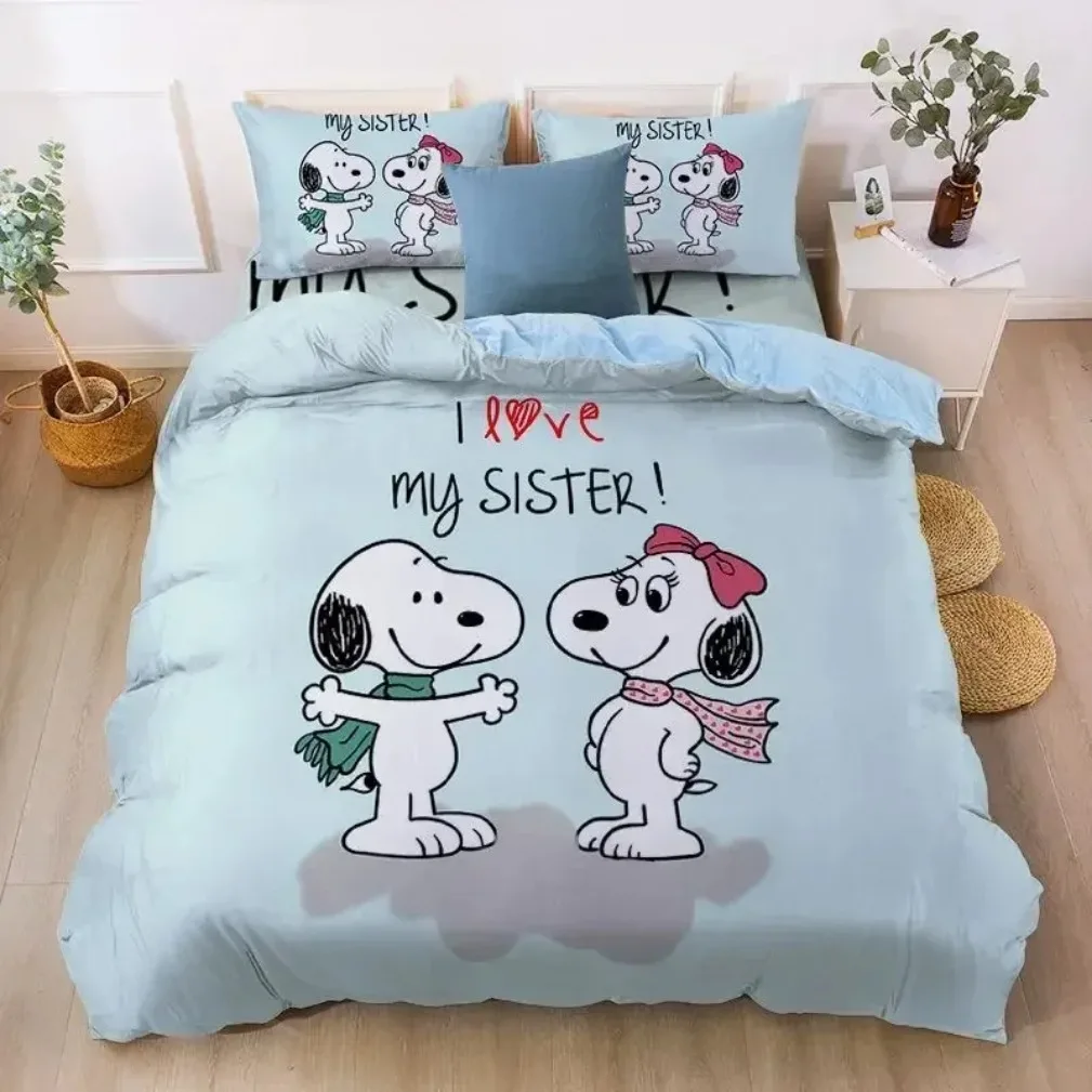 Snoopy Bedding Sets for Children,Happy Puppy Quilt Cover ,Cute Dog Quilt Cover 3D Cute Print Decor Comfortable Set 2/3 Pcs