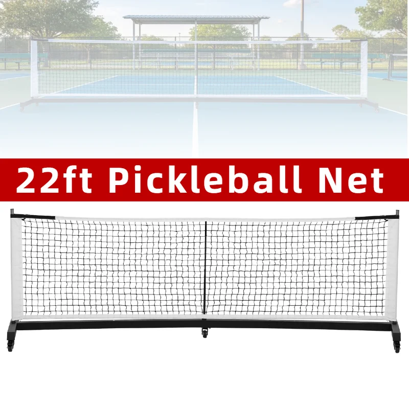 

22ft Outdoor Heavy Duty Pickleball Net with Wheels Lightweight Professional Pickle Ball Game Net Stand for Tennis Driveway