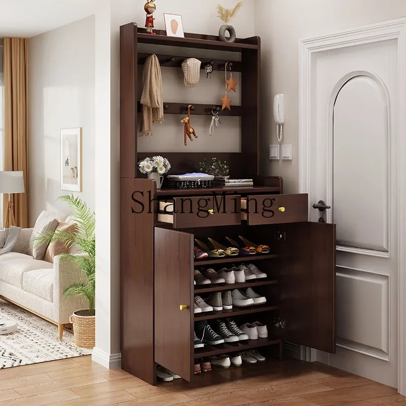 

SM household solid wood shoe cabinet modern small apartment multi-functional storage entrance integrated cabinet