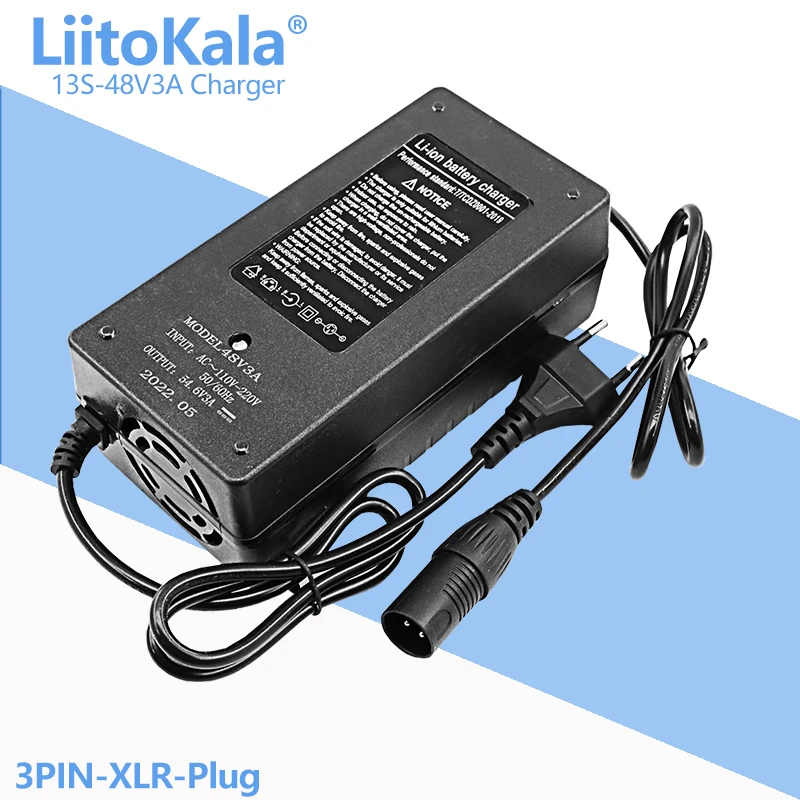 1-5 Chiếc LiitoKala 54.6V 3A Lithium 54.6V Sạc Xe Đạp Điện Cho 13S Li-ion bộ Pin Sạc Chất Lượng Cao