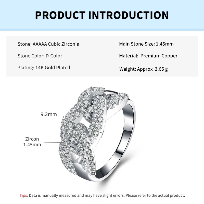 

Stylish Buckle Design Couple Band Ring AAAAA Lab CZ Diamond 14K Plated Silver Gold Color Men Women Wedding Ring Jewelry