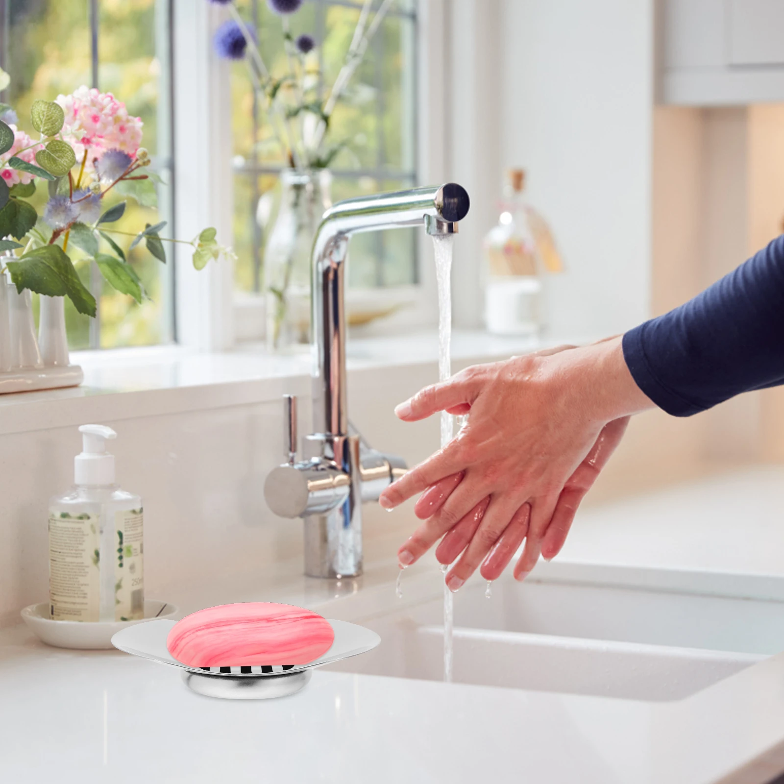 

Stainless Steel Holder 304 Food Grade Round Soap Dish Draining Soap Box Double Layer Matte Odorless Drainage Channels Bathroom