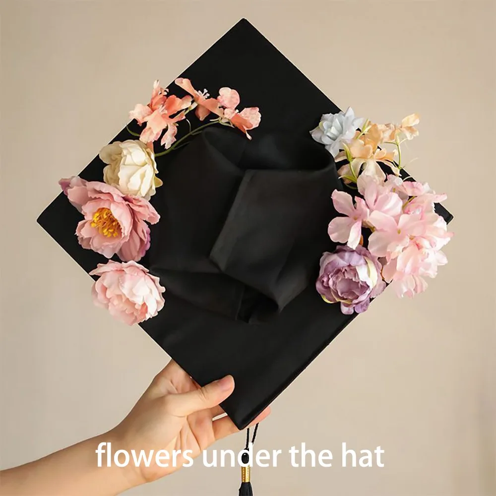 

Durable Doctor Flowers Graduation Cap Master Bachelor Trencher Cap Charm Ornament Fringe Mortar Board Graduation Season