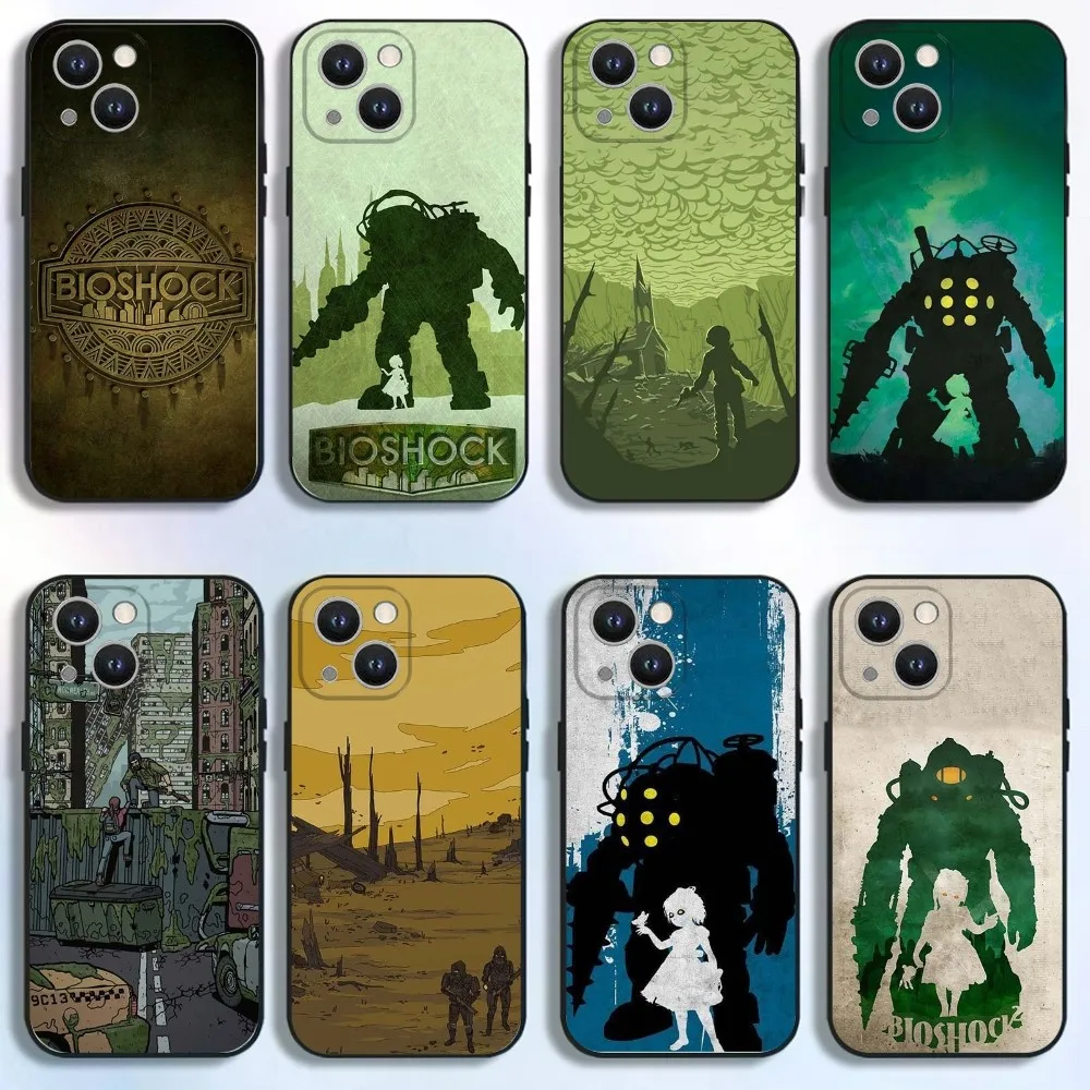 

Game B-BioShock Phone Case For iPhone 16,15,14,13,12,11 Plus,Pro Max,XS,X,XR,SE,Mini,8,7,Soft Silicone Black Cover