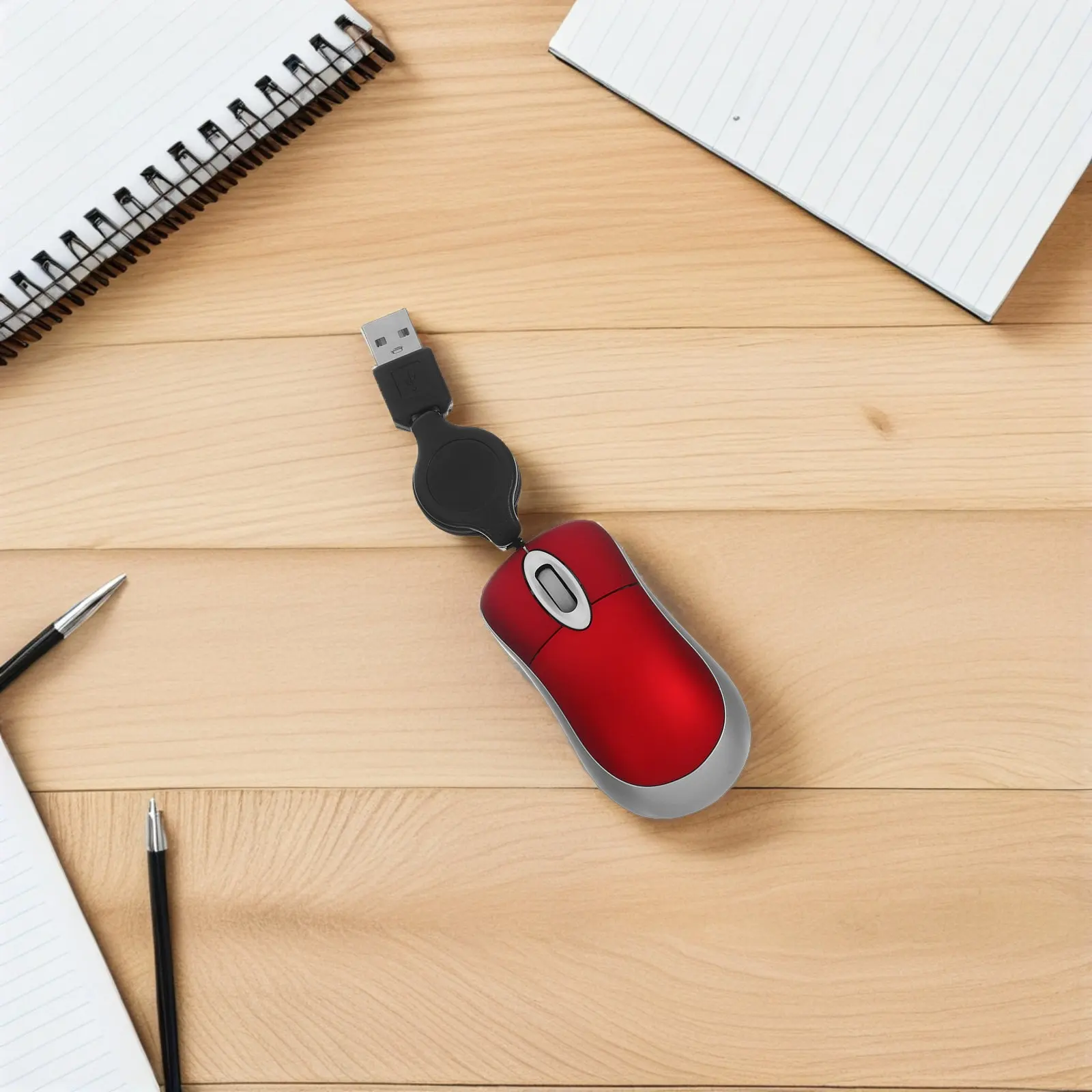 Creative Red USB Mini Telescopic Mouse for Computer Notebook Portable Office Home Use Silent Wired Mouse Mice Wired USB Mice