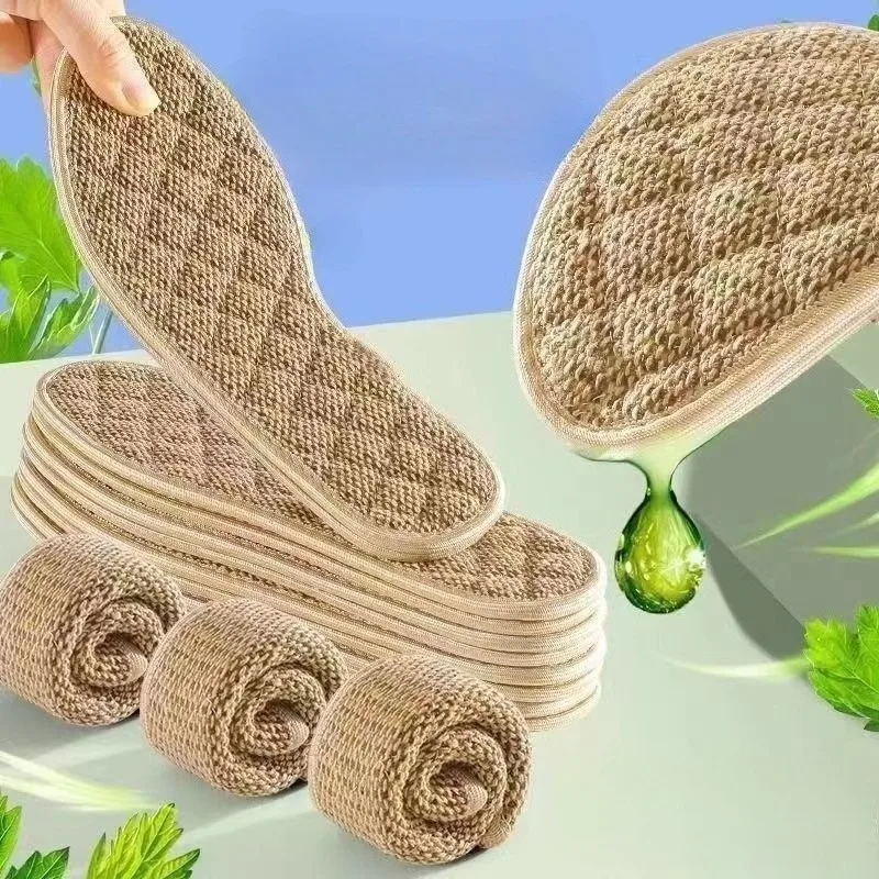 Cotton Linen Breathable Shoe Insoles Sweat Absorb Anti Odor Washable Arch Support Comfort Foot Pads