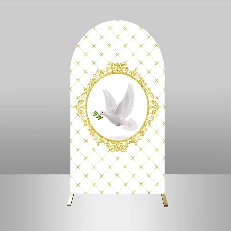 Mehofond Custom 2-Sided Mi Bautizo God Bless First Holy Communion Baby Baprtism Party Covers Chiara Arch Decor Backdrop Photo