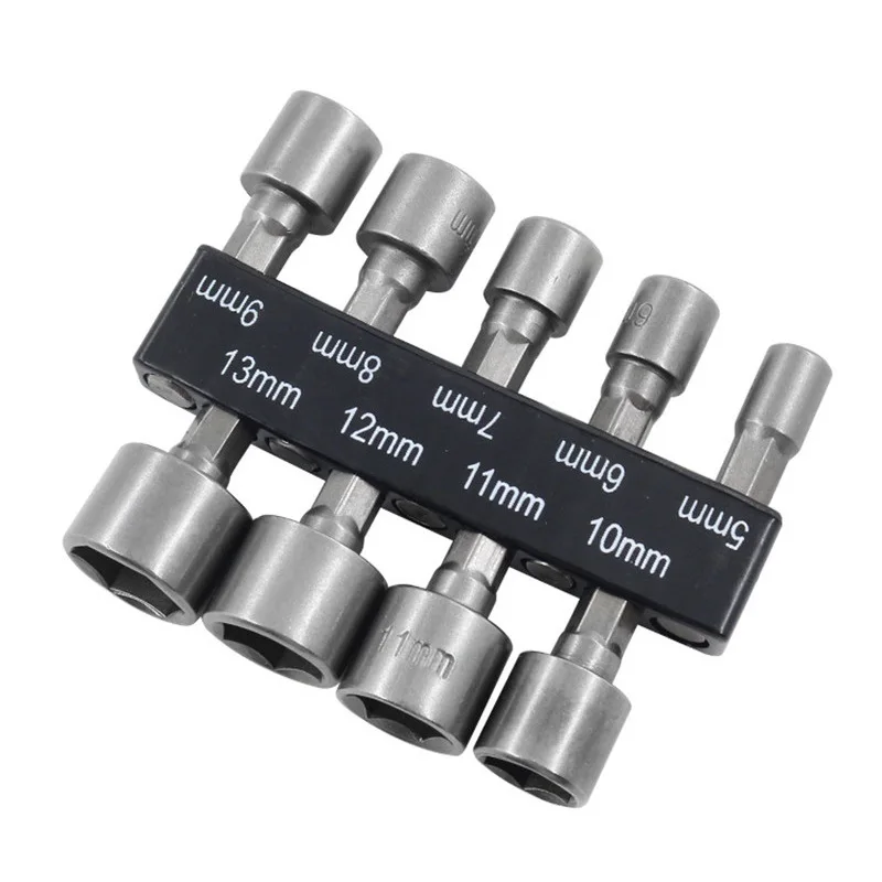 

9pcs Wrench 1/4" Screw Metric Driver Tool Set Adapter Drill Bit 5 To 13mm Hexagonal Shank Hex Nut Socket