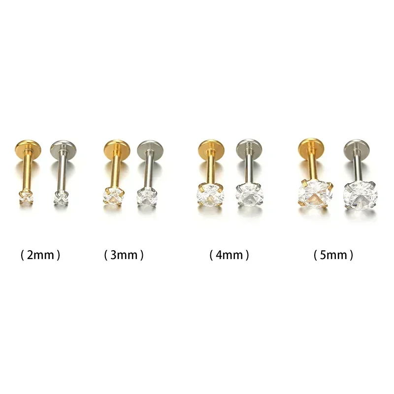 XINYI 2PCS Stainless Steel Eearring Nose Stud Cartilage Piercing Jewelry Helix Tragus Lip Flat Back Tiny Earrings for Women 18G