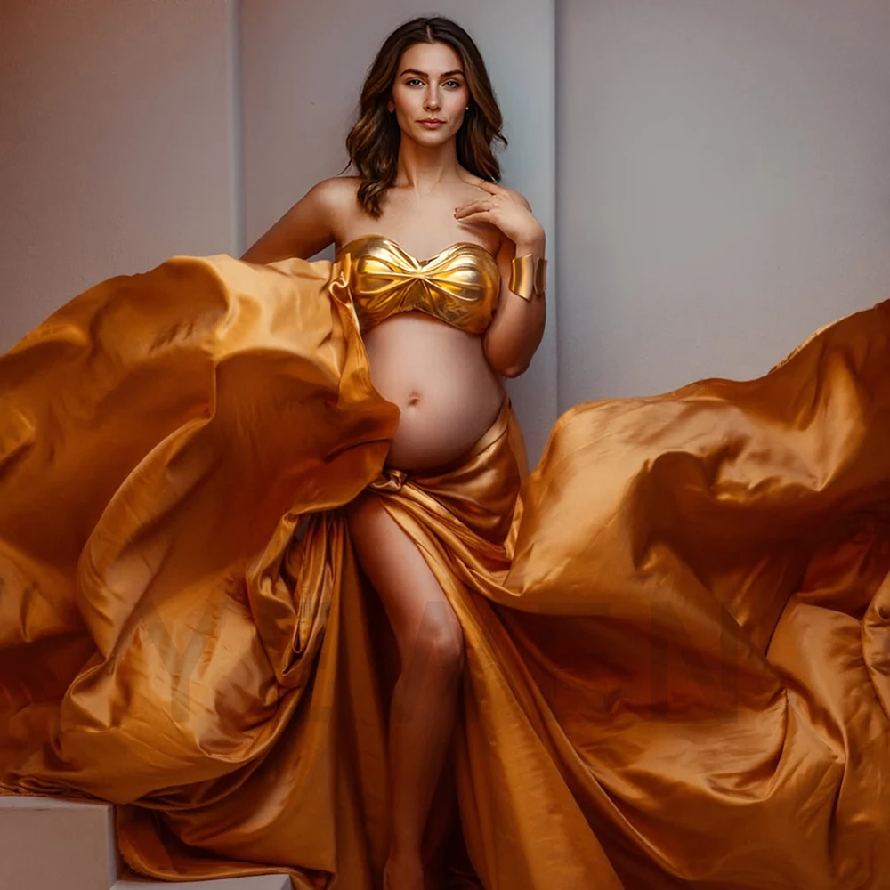 

Золотое платье для фотосессии для беременных, реквизит для фотосессии, детское платье для съемки живота для беременных, церемониальное платье