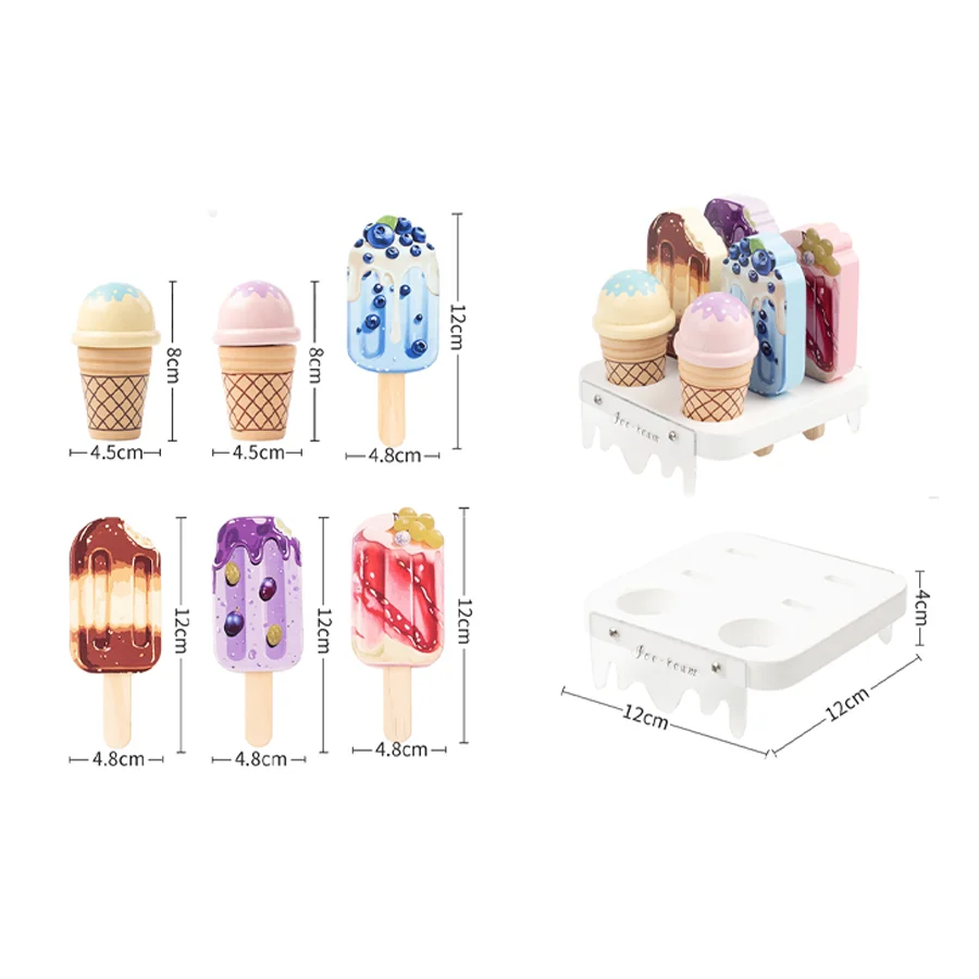 مجموعة الآيس كريم الخشبية للأطفال ألعاب التظاهر المطبخ الآيس كريم المخروط ألعاب أطفال التعلم المبكر لعبة تعليمية مونتيسوري