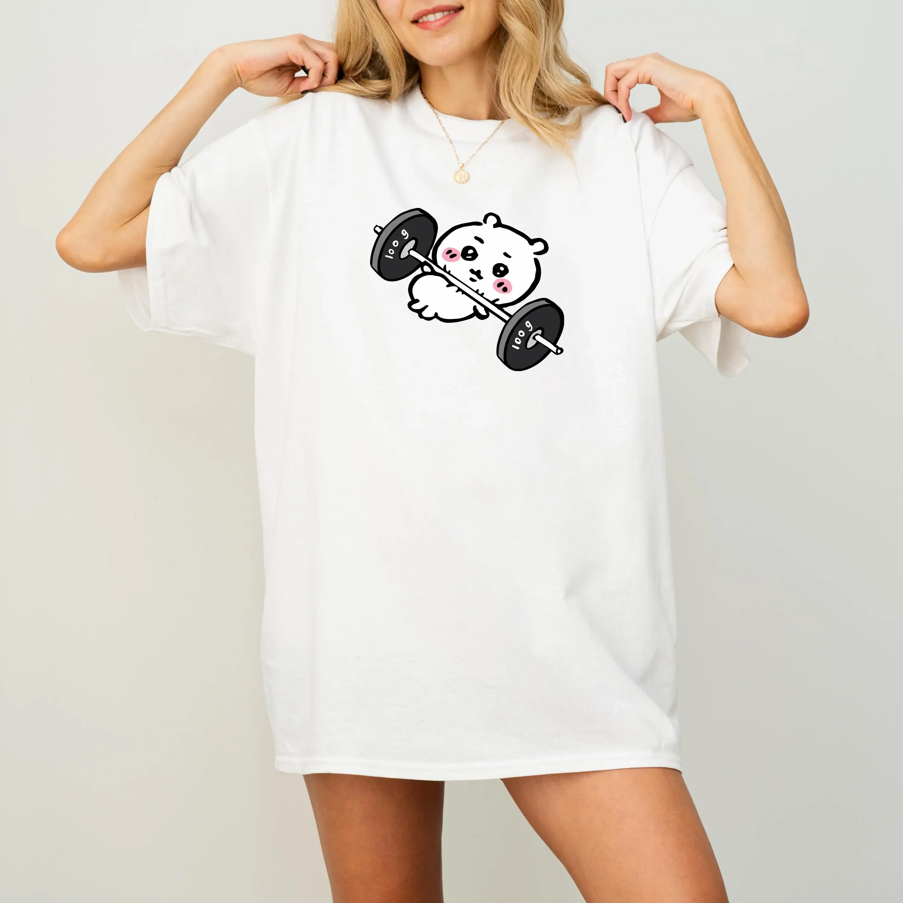 Chiikawa Oversized T-shirt | Chiikawa Apparel | Anime T-Shirt Short Sleeve Cat Tee Shirt Sweatshirt Cosplay Costume Metal Theme