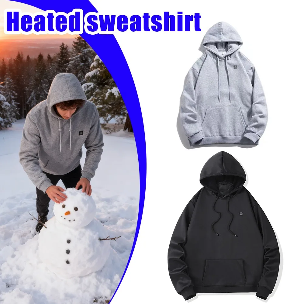

Heated Sweatshirt Hooded USB Heated Shirt Three Temperature Settings Outdoor Stretch Casual Clothing Unisex Winter Warm Clothing