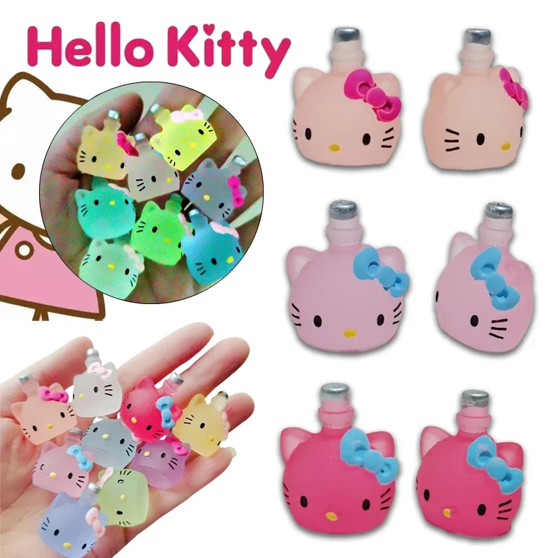 

Sanrio Hello Kitty Resin DIY Accessories Kids Toys Luminous Mini Bottle Ornaments Colorful Anime Kawaii Desk Decor Wholesale