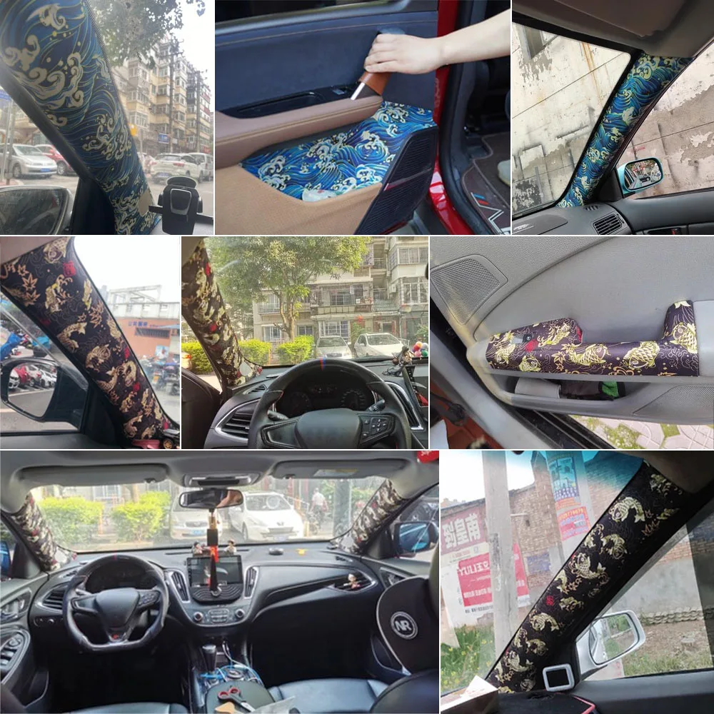 JDM Style Cloth Fabric Wrapping Films Pattern Style Self Adhesive Sticker For Automobiles Interior Outside Decoration