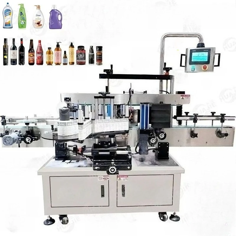 Customized Bottle Front Back Neck Top Both Sides Labeling Machine Shampoo Glass Beverage Two Sides Flat Bottle Labelling Machine