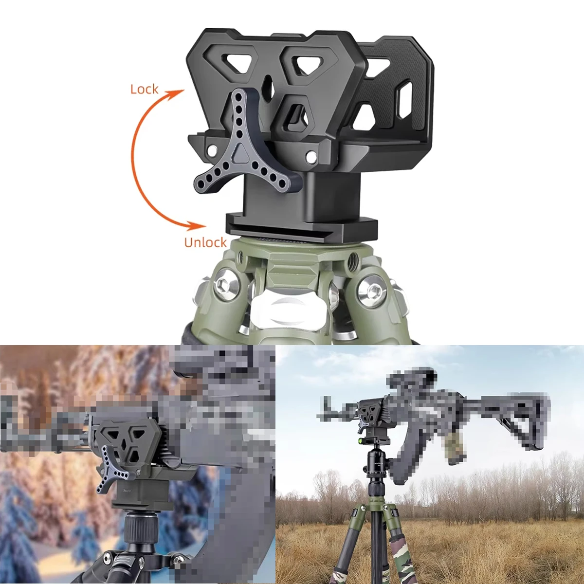 Tactical Saddle Clip Adapter with Quick Release Board for Hunting Outdoor Rifle Tiger Claw Tactical Clamp Adapter Tripod Bracket