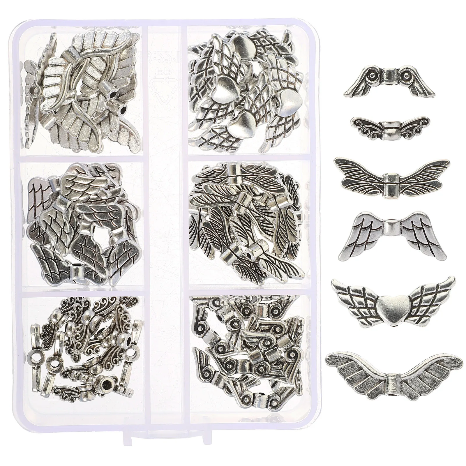 

60Pcs Alloy Angel Wing Charms Vintage Style Jewelry Making Spacer Beads DIY Bracelet Necklace Craft Supplies Angel Wing