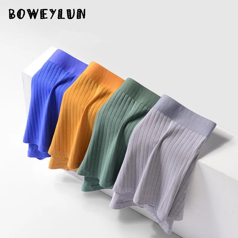 

BOWEYLUN новые мужские однотонные бесшовные хлопковые трусы-боксеры - мягкое, приятное для кожи, впитывающее влагу нижнее белье для мужчин