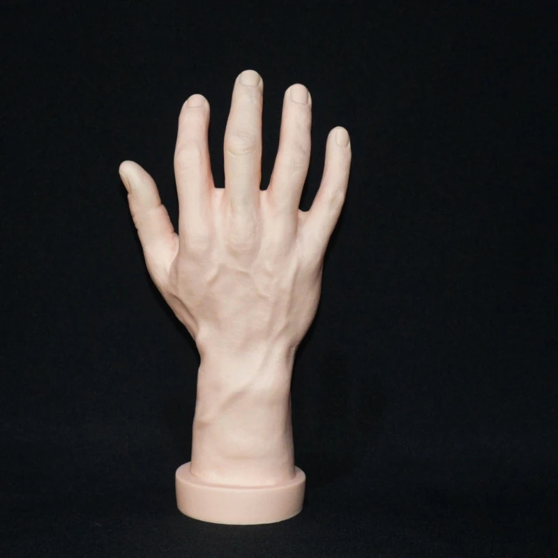 

2pcs Sturdy Faux Human Hands Mannequin Male Hand Realistic Display Props for Nail Training and Party Decorations