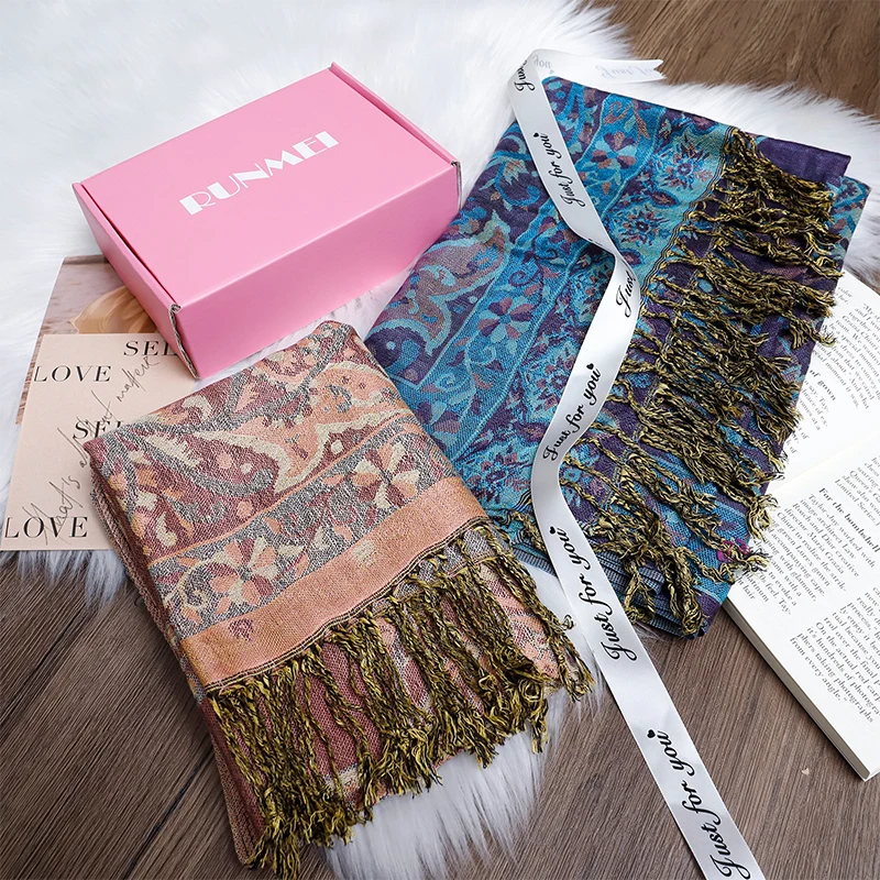 

Luxury Embroidery Cashmere Winter Scarves Women Pareo Cashew Rayon Muslim Shawl Warm Wrap Ladies Elegant Poncho Turban Headscarf