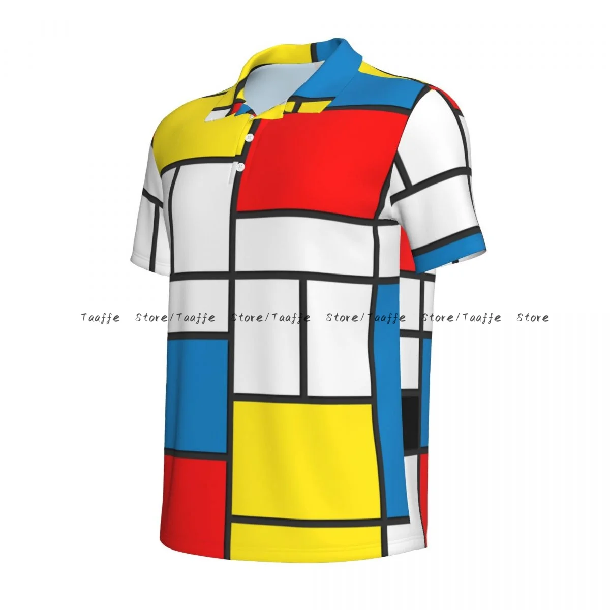 Men's Polo Shirt Piet Mondrian Abstract Cubes Business Casual Lapel Short Sleeve T-shirt top