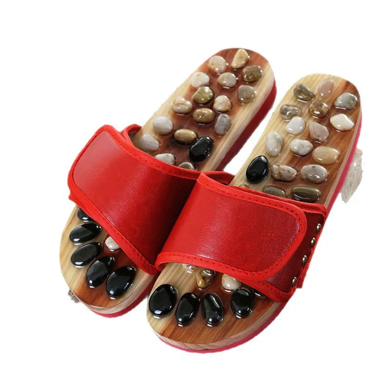 Pantoufles de massage des pieds d'acupression avec pierres de galets, soulagement de la douleur et Circulation améliorée, sandales respirantes unisexes pour hommes et femmes