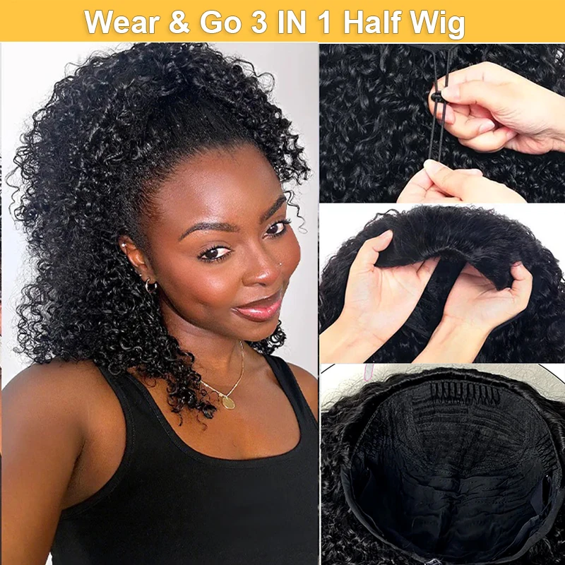 

Без кружева, невидимые вьющиеся полупарики, человеческие волосы, натуральные вьющиеся волосы, полупарик на шнурке для женщин, глубокие волны, парики из человеческих волос