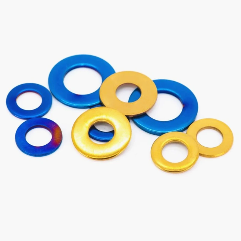 10Pcs M4 M5 M6 M8 M10 Burn Titanium washers 304 stainless steel with titanium plated blue gloden flat gasket