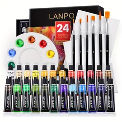 Kit di pittura smaltata acrilica a 12/24 colori per artisti che dipingono Set di colori acrilici a tubo da 12ml impermeabile, protezione solare, non sbiadiscono Suitab