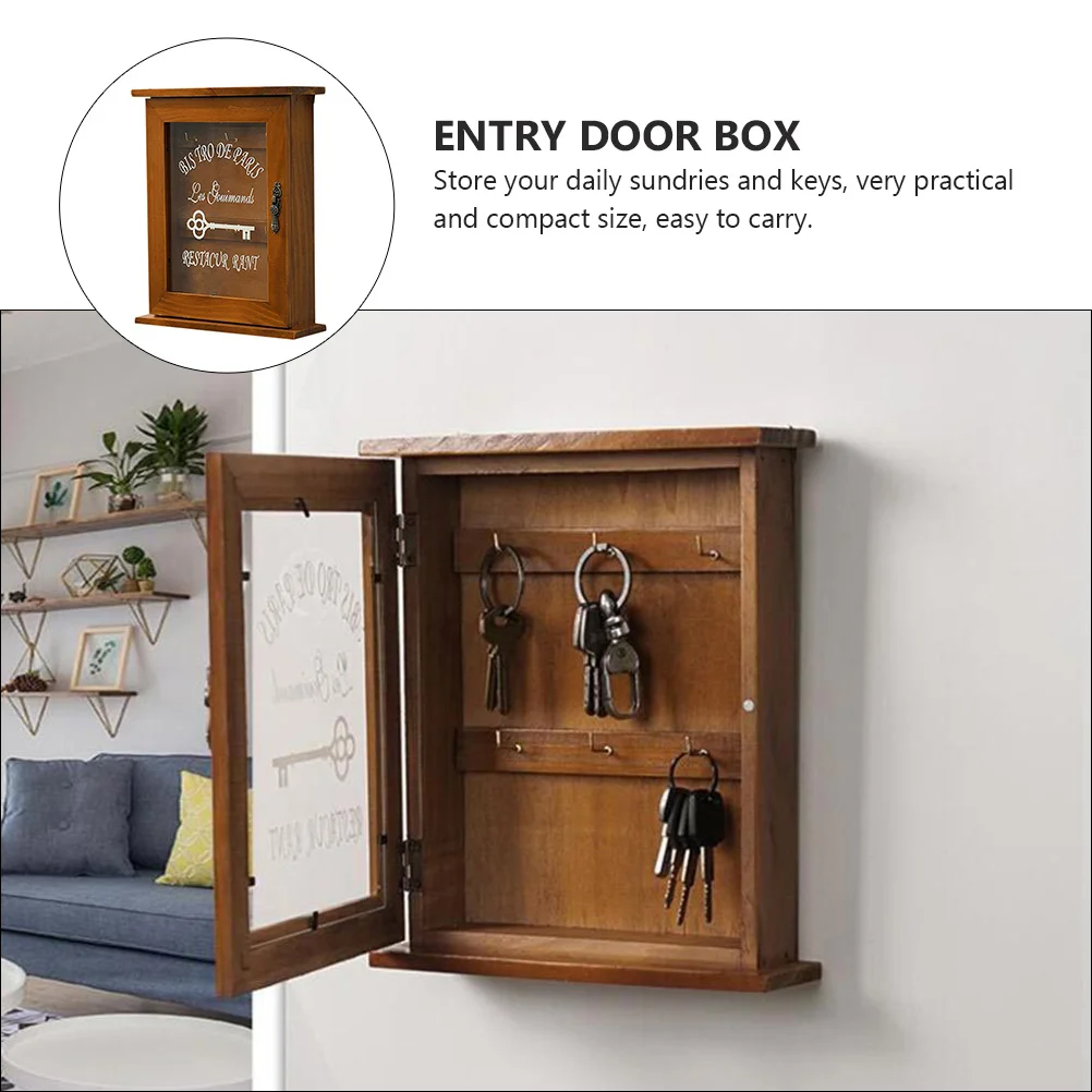 Wall-mounted Box Wall Mount Entryway Organizer Vintage Box Key Holder Hooks Hanging Jewelry Rack Storage Shelf for Entryway