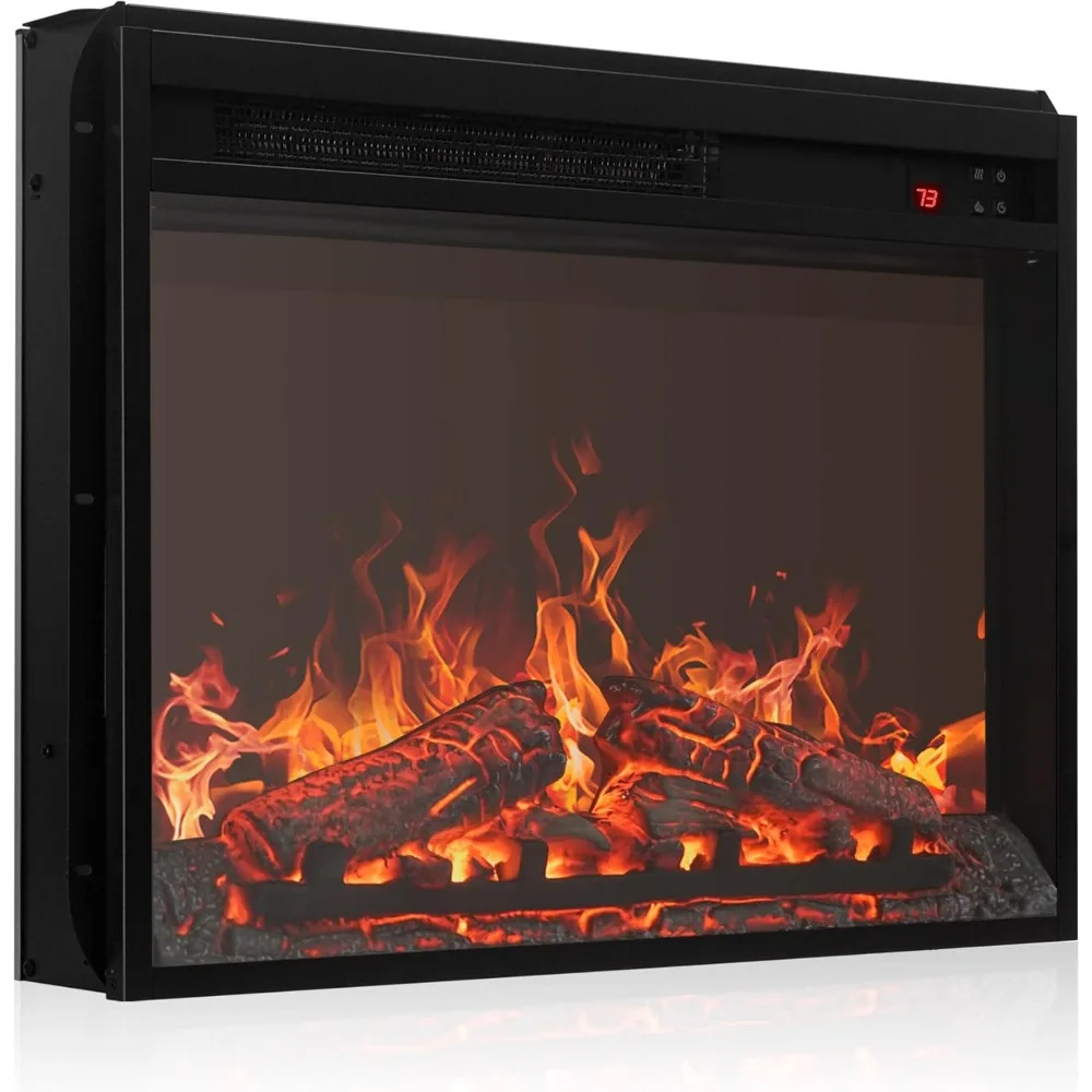 Inserção de lareira elétrica com som de crepitação de fogo, aquecedor embutido, aquecedor de lareira interna, controle remoto, aquecimento de lareira