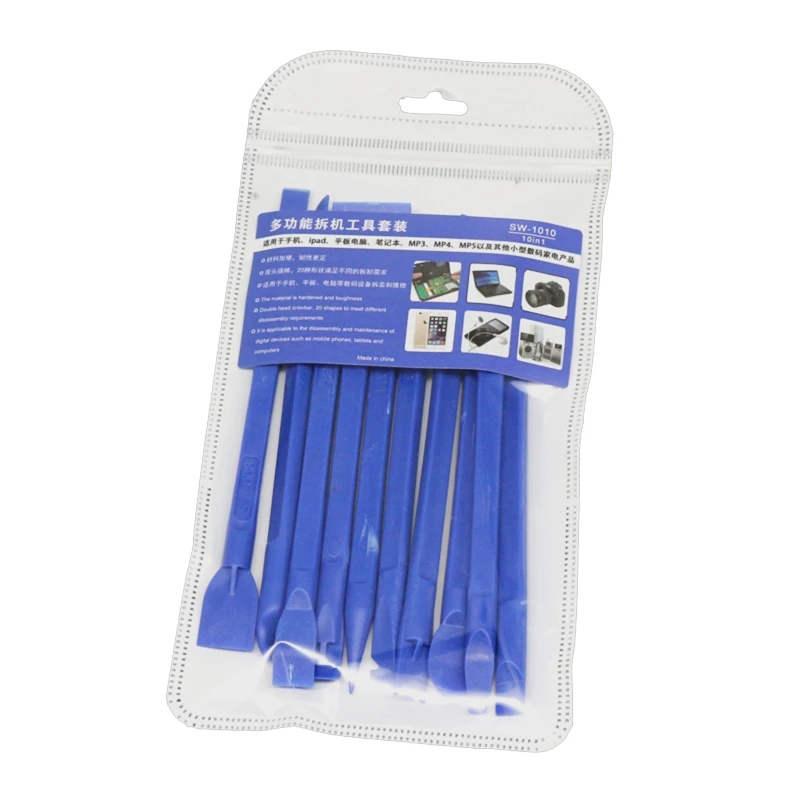 K1KA 10 Pcs Multifunction Prying Opening Repair Tool Plastic Crowbar Dual Head Spudger Disassemble Pry Bar for Computer Phone