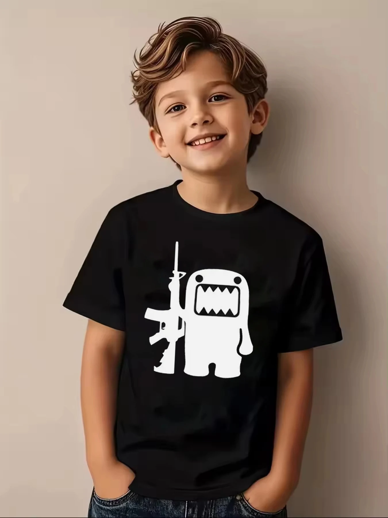 2026 Summer Rhinestone Funny Pattern Daily T-Shirts Men and Women Simple Color Block Versatile Gothic Short-Sleeves Loose Tees
