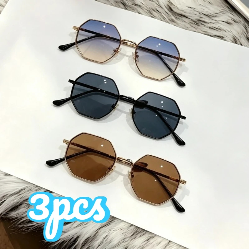 3‑Pack Neutral‑Style Square Metal Optical Frames, 3‑Color Assortment, Simple Trendy Decor Glasses