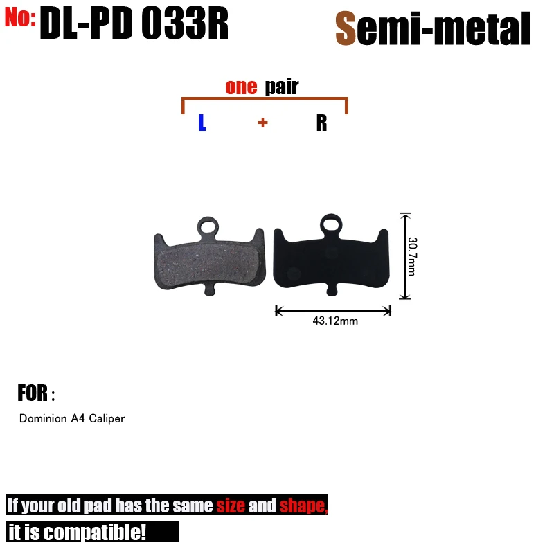 DELT 4 Pair Bicycle Brake Pads,For HAYES ,Dominion,A4,Caliper,Hydraulic,Semi - Metallic,Mountain,Cycling,BIKE,Part