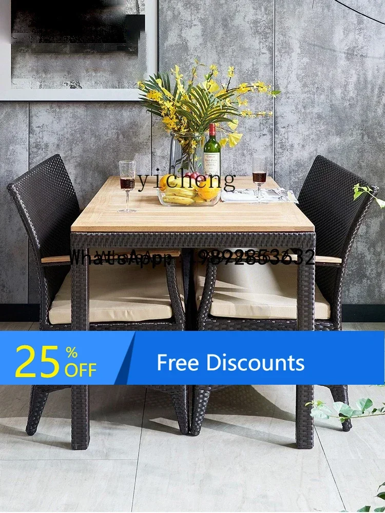 

X1 TQH Outdoor Balcony Table and Chair Combination Outdoor Courtyard Leisure Rattan Chair Five-Piece Set living room decoration